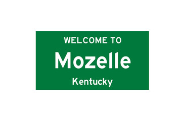 Mozelle, Kentucky, USA. City limit sign on transparent background. 