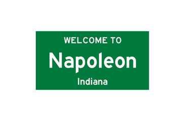 Napoleon, Indiana, USA. City limit sign on transparent background. 