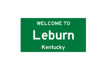 Leburn, Kentucky, USA. City limit sign on transparent background. 