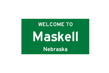 Maskell, Nebraska, USA. City limit sign on transparent background. 