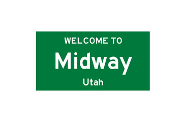 Midway, Utah, USA. City limit sign on transparent background. 