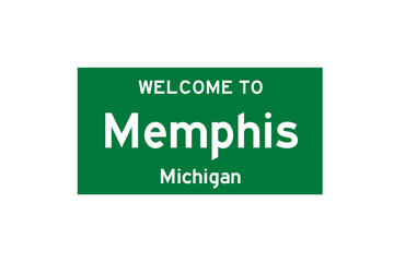 Memphis, Michigan, USA. City limit sign on transparent background. 