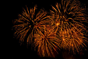 beautiful colorful firework display set for celebration happy new year and merry christmas and  fireworks on black background