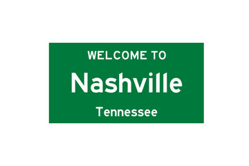 Nashville, Tennessee, USA. City limit sign on transparent background. 