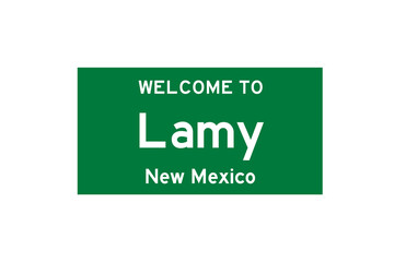 Lamy, New Mexico, USA. City limit sign on transparent background.  © Rezona