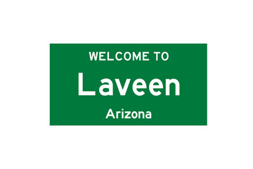 Laveen, Arizona, USA. City limit sign on transparent background. 