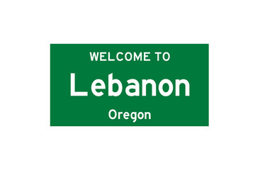 Lebanon, Oregon, USA. City limit sign on transparent background. 