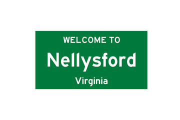 Nellysford, Virginia, USA. City limit sign on transparent background. 