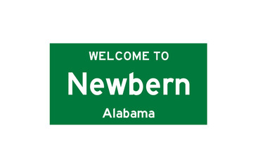 Newbern, Alabama, USA. City limit sign on transparent background. 