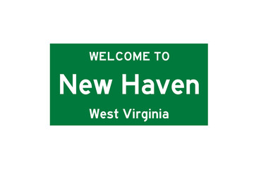 New Haven, West Virginia, USA. City limit sign on transparent background.  - obrazy, fototapety, plakaty