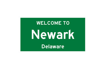 Newark, Delaware, USA. City limit sign on transparent background. 