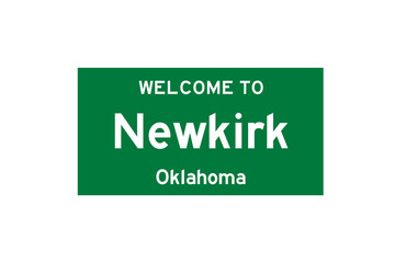 Newkirk, Oklahoma, USA. City limit sign on transparent background. 