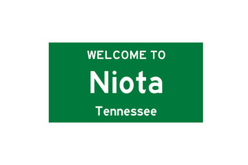 Niota, Tennessee, USA. City limit sign on transparent background. 