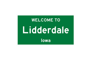 Lidderdale, Iowa, USA. City limit sign on transparent background. 