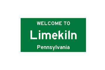Limekiln, Pennsylvania, USA. City limit sign on transparent background. 