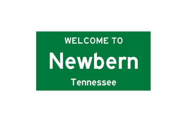 Newbern, Tennessee, USA. City limit sign on transparent background. 