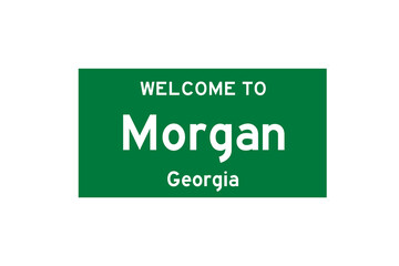 Morgan, Georgia, USA. City limit sign on transparent background. 