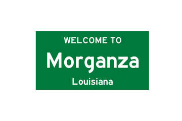 Morganza, Louisiana, USA. City limit sign on transparent background. 