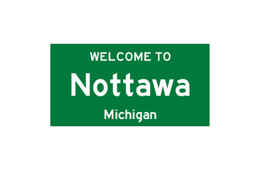 Nottawa, Michigan, USA. City limit sign on transparent background. 