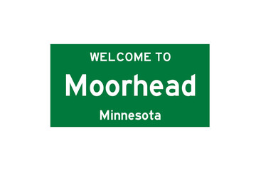 Moorhead, Minnesota, USA. City limit sign on transparent background. 