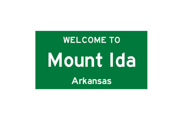 Mount Ida, Arkansas, USA. City limit sign on transparent background. 