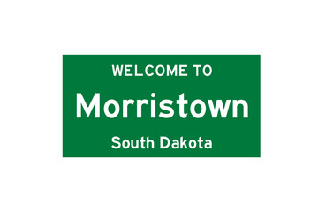Morristown, South Dakota, USA. City limit sign on transparent background. 