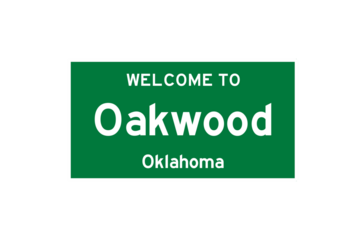 Oakwood, Oklahoma, USA. City limit sign on transparent background. 