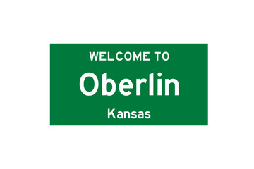 Oberlin, Kansas, USA. City limit sign on transparent background. 