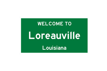 Loreauville, Louisiana, USA. City limit sign on transparent background. 