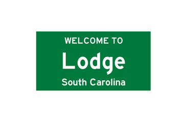 Lodge, South Carolina, USA. City limit sign on transparent background. 