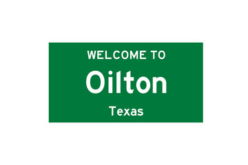 Oilton, Texas, USA. City limit sign on transparent background. 