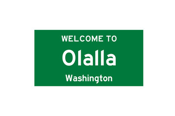 Olalla, Washington, USA. City limit sign on transparent background. 