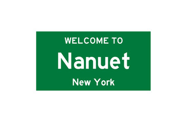 Nanuet, New York, USA. City limit sign on transparent background. 