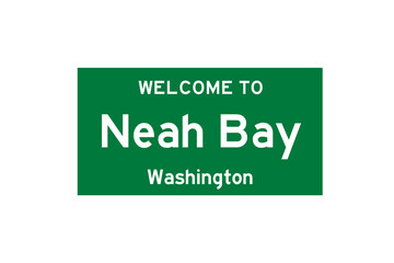Neah Bay, Washington, USA. City limit sign on transparent background. 