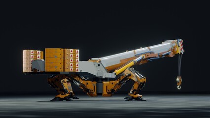 Crane robot Max. load capacity 1,200t ,3D rendering.3D illustration