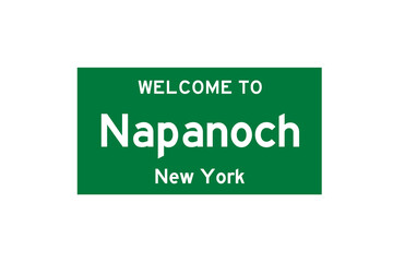 Napanoch, New York, USA. City limit sign on transparent background. 