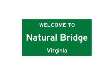 Natural Bridge, Virginia, USA. City limit sign on transparent background. 