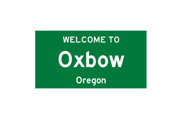 Oxbow, Oregon, USA. City limit sign on transparent background. 