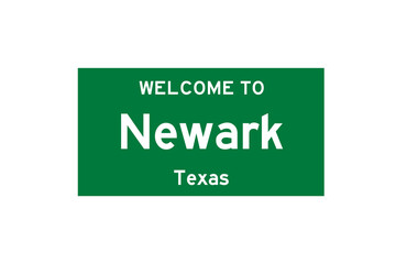 Newark, Texas, USA. City limit sign on transparent background. 