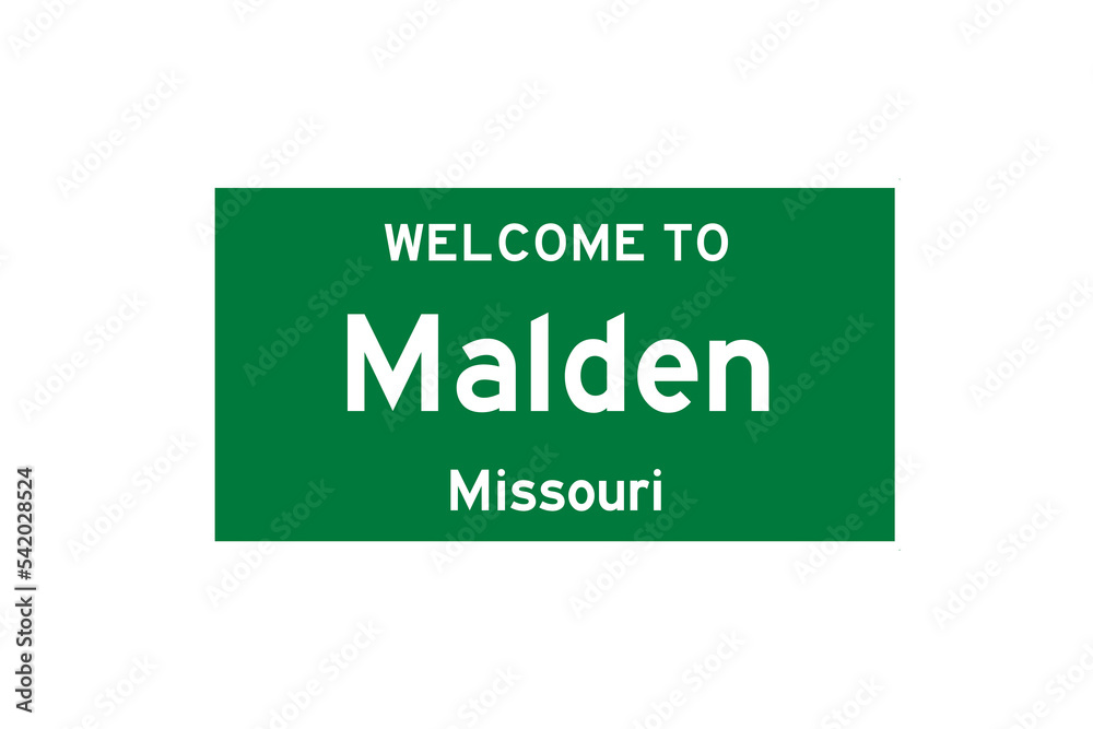 Wall mural malden, missouri, usa. city limit sign on transparent background.