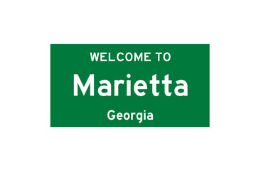 Marietta, Georgia, USA. City limit sign on transparent background. 