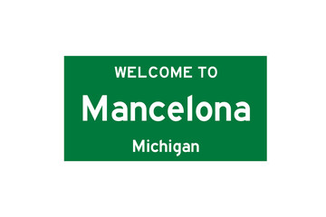 Mancelona, Michigan, USA. City limit sign on transparent background. 