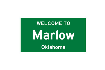 Marlow, Oklahoma, USA. City limit sign on transparent background. 