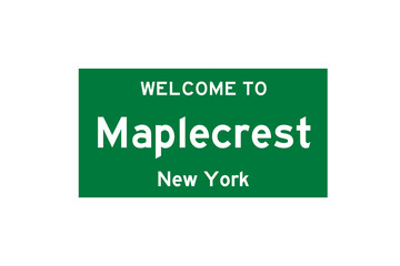 Maplecrest, New York, USA. City limit sign on transparent background. 