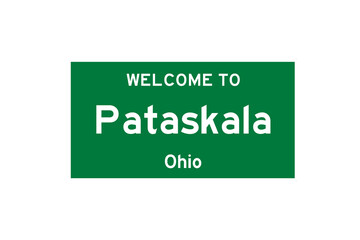 Pataskala, Ohio, USA. City limit sign on transparent background. 