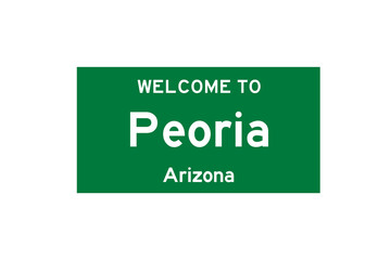 Peoria, Arizona, USA. City limit sign on transparent background. 