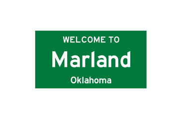 Marland, Oklahoma, USA. City limit sign on transparent background. 