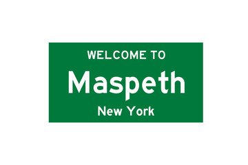 Maspeth, New York, USA. City limit sign on transparent background. 