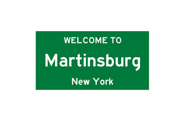 Martinsburg, New York, USA. City limit sign on transparent background. 