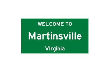 Martinsville, Virginia, USA. City limit sign on transparent background. 